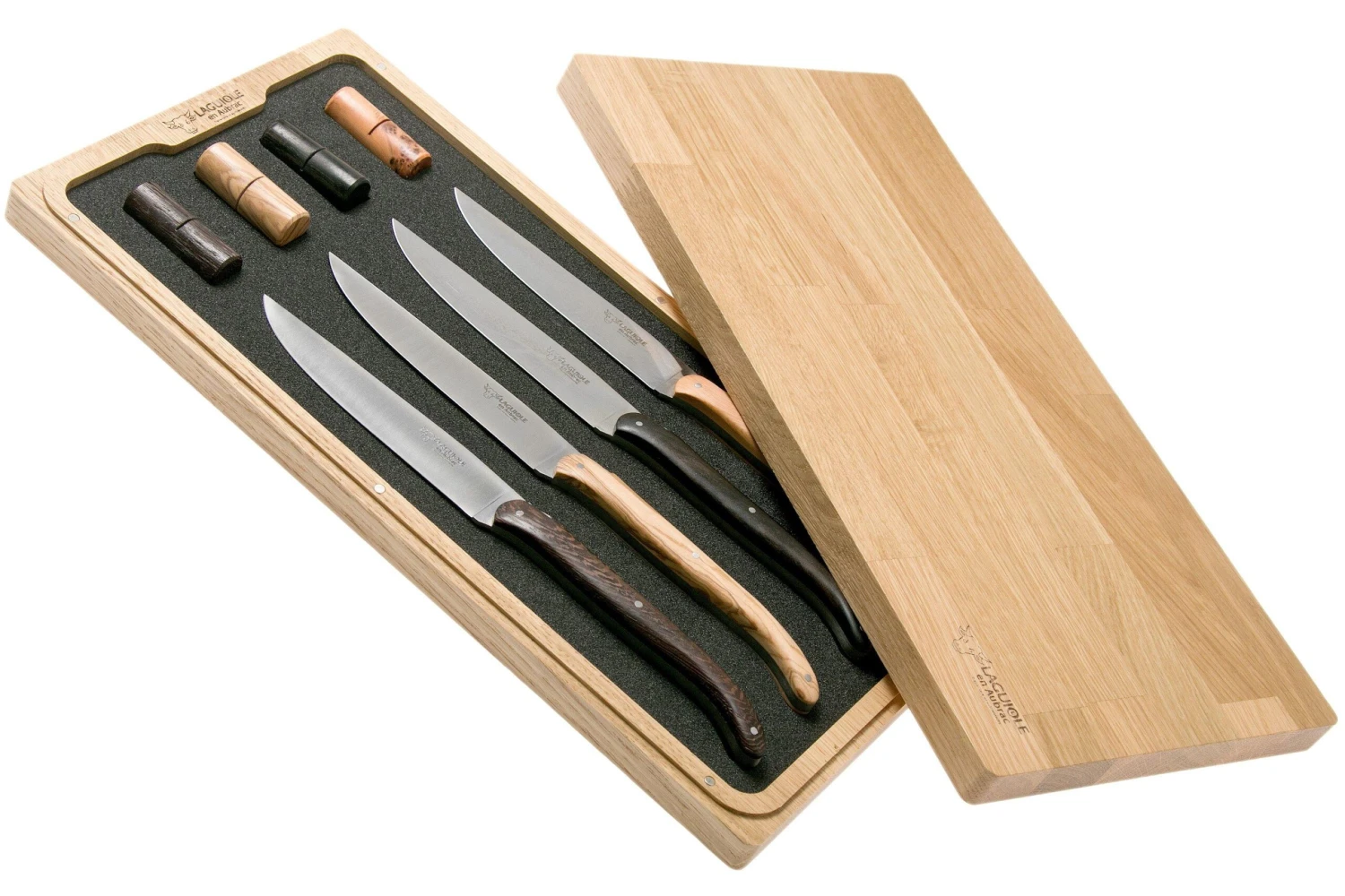 Laguiole En Aubrac Set De Couteaux à Steak 4 Pièces Avec Portes-couteaux En Bois 1 Laguiole En Aubrac Set De Couteaux à Steak 4 Pièces Avec Portes-couteaux En Bois