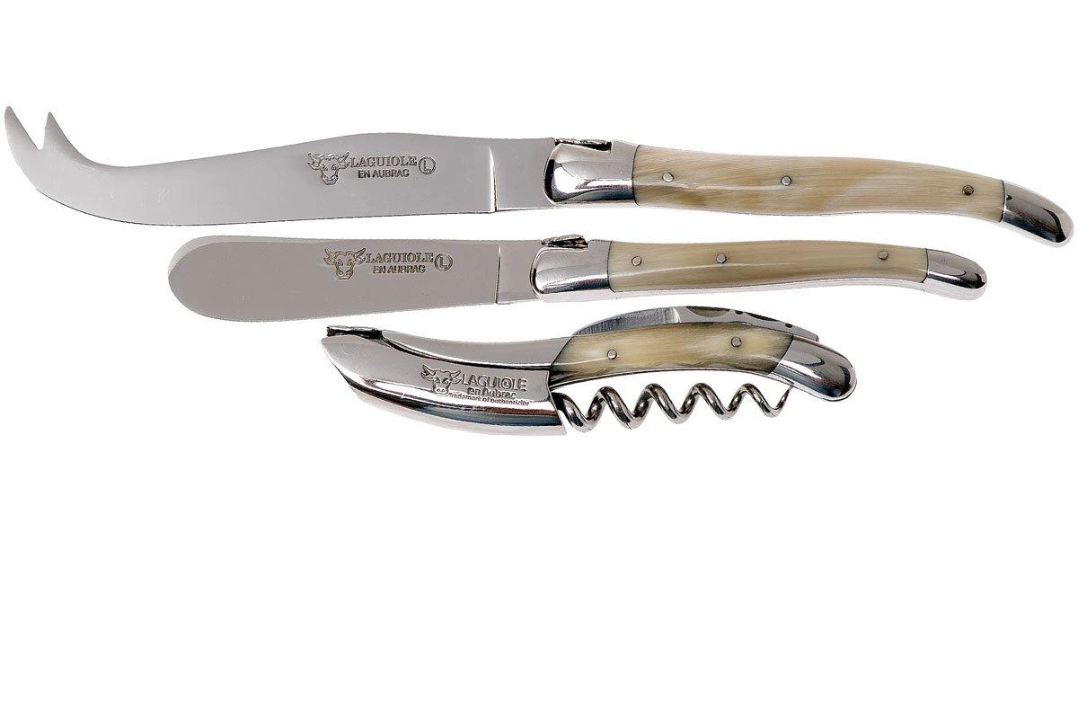 Laguiole En Aubrac Ensemble Vin/fromage 3 Pièces Corne, SFV99PCIH 1 Laguiole En Aubrac Ensemble Vin/fromage 3 Pièces Corne, SFV99PCIH