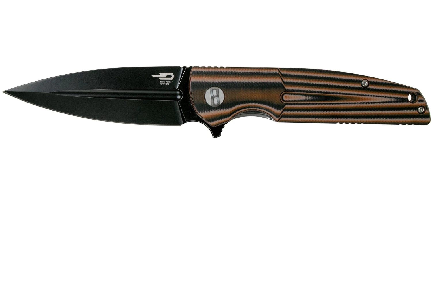 Bestech Fin BG34C-3 Black Stonewashed, Black-Orange-Beige G10 Couteau De Poche 1 Bestech Fin BG34C-3 Black Stonewashed, Black-Orange-Beige G10 Couteau De Poche