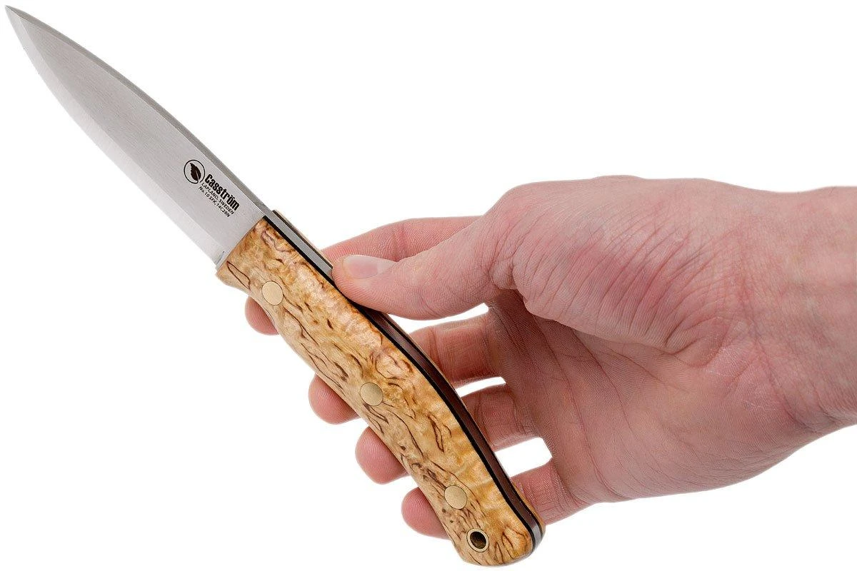 Casström No. 10 Swedish Forest Knife Curly Birch, 14C28N Scandi Grind 13108 6 Casström No. 10 Swedish Forest Knife Curly Birch, 14C28N Scandi Grind 13108 – Image 6