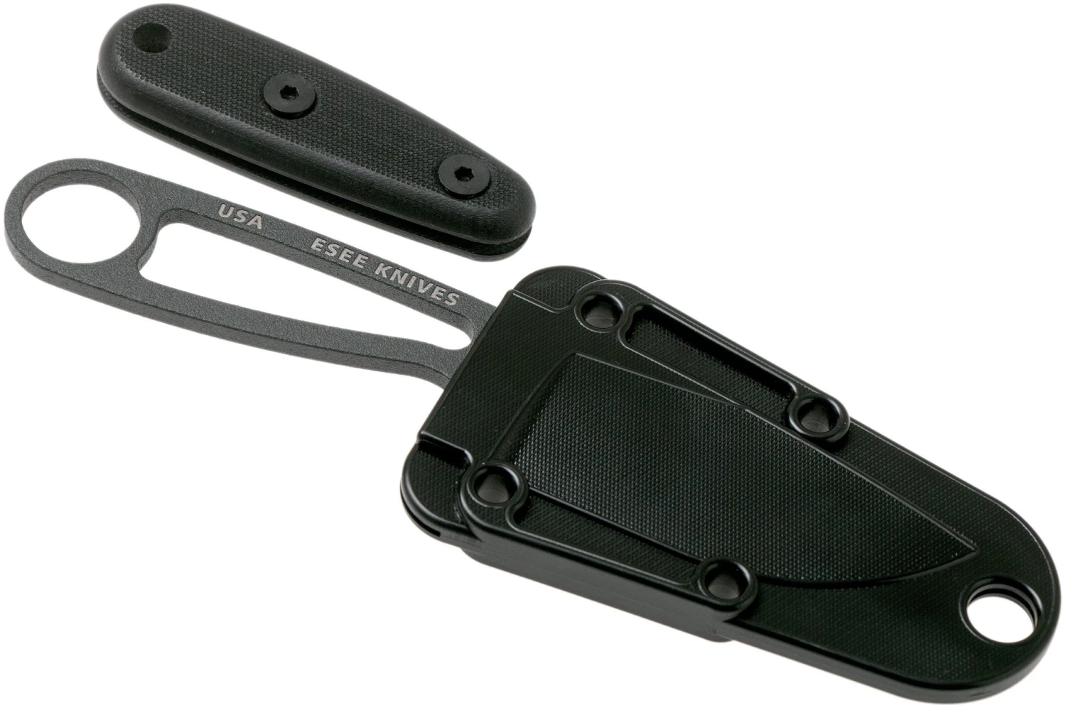 ESEE Izula Tactical Gunsmoke IZULA-TG-B Couteau De Cou Avec étui Noir, Plaquettes De Manche Et Clip Ceinture 5 ESEE Izula Tactical Gunsmoke IZULA-TG-B Couteau De Cou Avec étui Noir, Plaquettes De Manche Et Clip Ceinture – Image 5