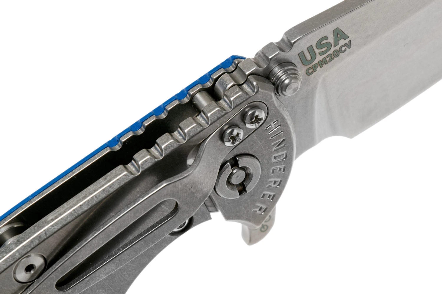 Rick Hinderer XM18 3.5" Skinny Sheepsfoot 20CV, Couteau De Poche Blue G10 6 Rick Hinderer XM18 3.5" Skinny Sheepsfoot 20CV, Couteau De Poche Blue G10 – Image 6
