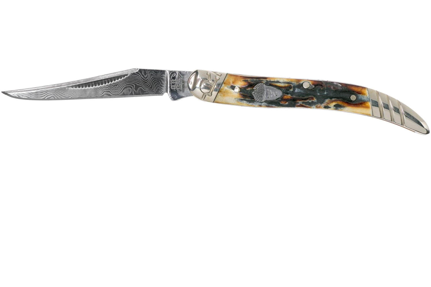 Rough Ryder Toothpick Cinnamon Stag RR2154 Damascus Slipjoint Couteau De Poche 1 Rough Ryder Toothpick Cinnamon Stag RR2154 Damascus Slipjoint Couteau De Poche