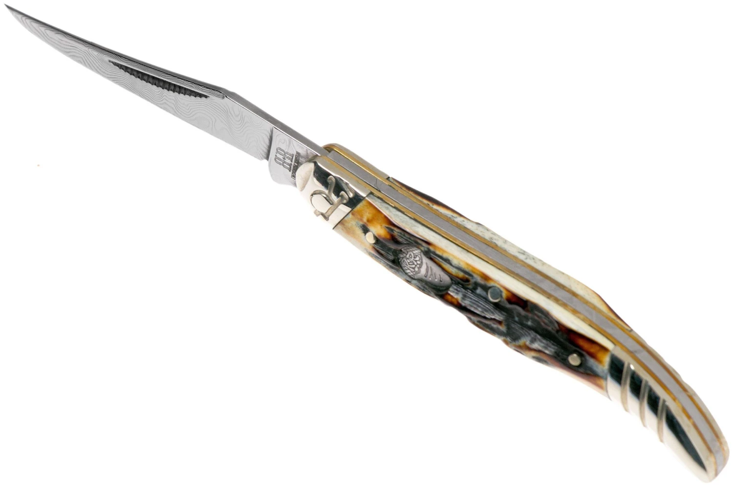 Rough Ryder Toothpick Cinnamon Stag RR2154 Damascus Slipjoint Couteau De Poche 5 Rough Ryder Toothpick Cinnamon Stag RR2154 Damascus Slipjoint Couteau De Poche – Image 5