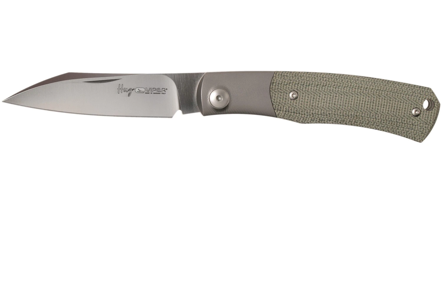 Viper Hug V5992CG Green Canvas Micarta Couteau De Poche, Sacha Thiel Design 1 Viper Hug V5992CG Green Canvas Micarta Couteau De Poche, Sacha Thiel Design