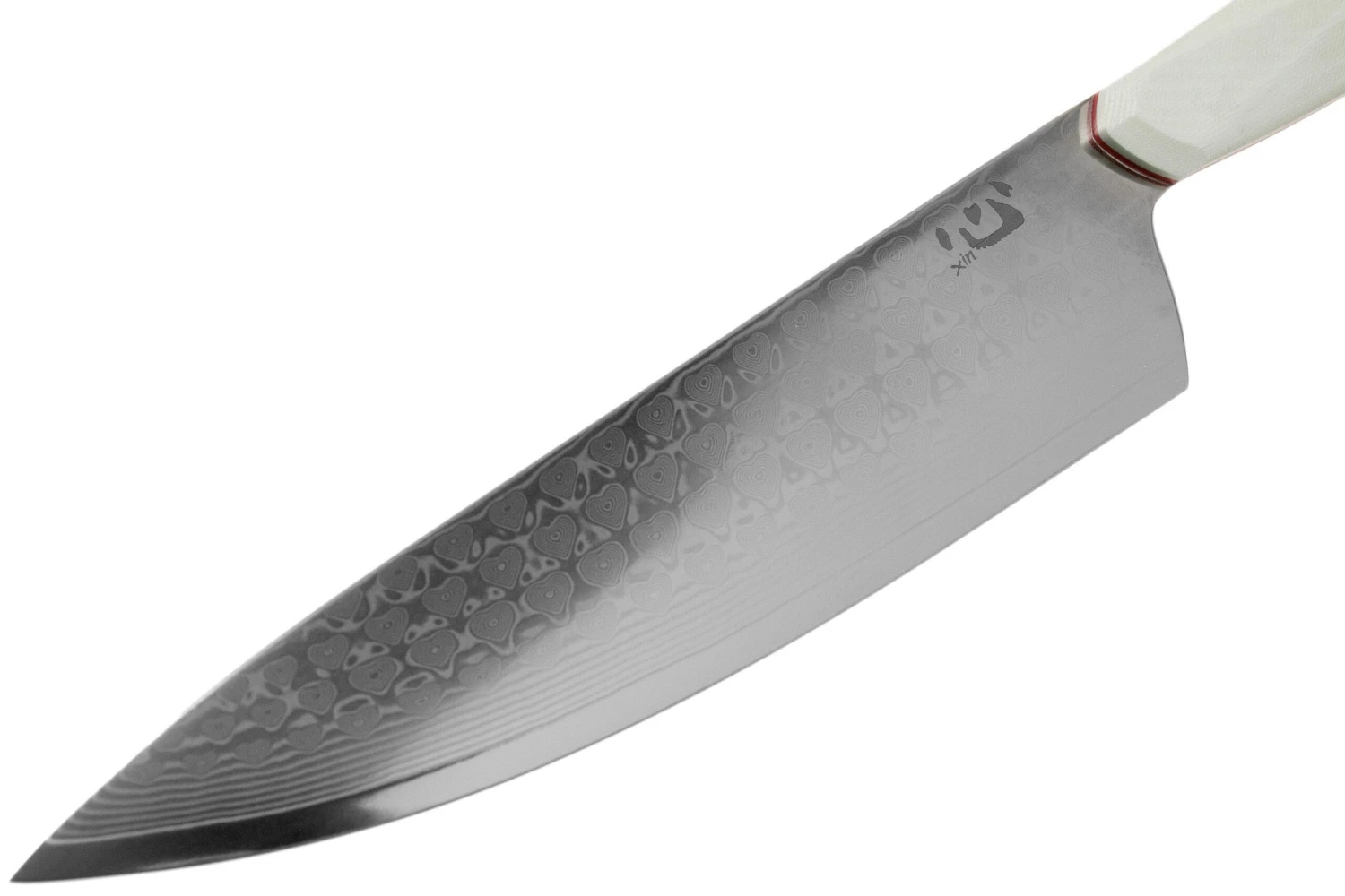 Xin Cutlery XinCore XC127 White G10, Red Liners, Damascus, Couteau De Chef 21,5 Cm 3 Xin Cutlery XinCore XC127 White G10, Red Liners, Damascus, Couteau De Chef 21,5 Cm – Image 3